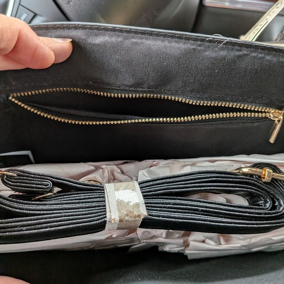 Valentino Orlandi Nwt  Quilted Black Satchel with Gold Accent Handbag - Picture 6 of 8